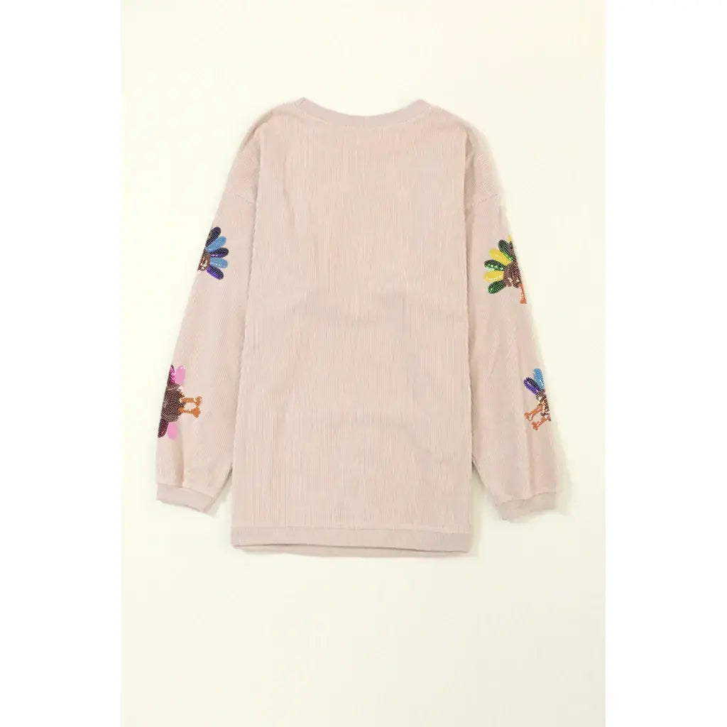 Apricot Turkey Graphic Corded Baggy Sweatshirt