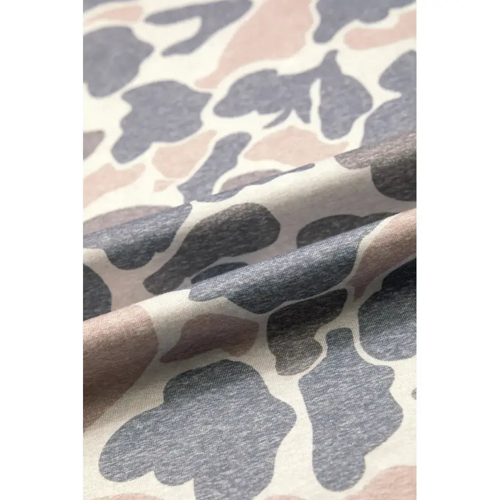Beige Botanical Camo Print Long Sleeve Pocket Mini Dress