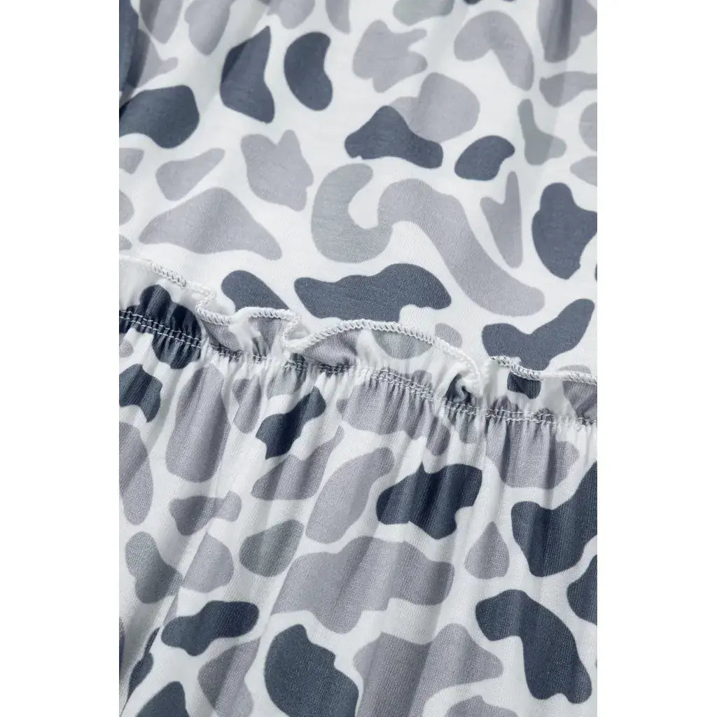 Beige Camo Print Wide Leg Casual Pants