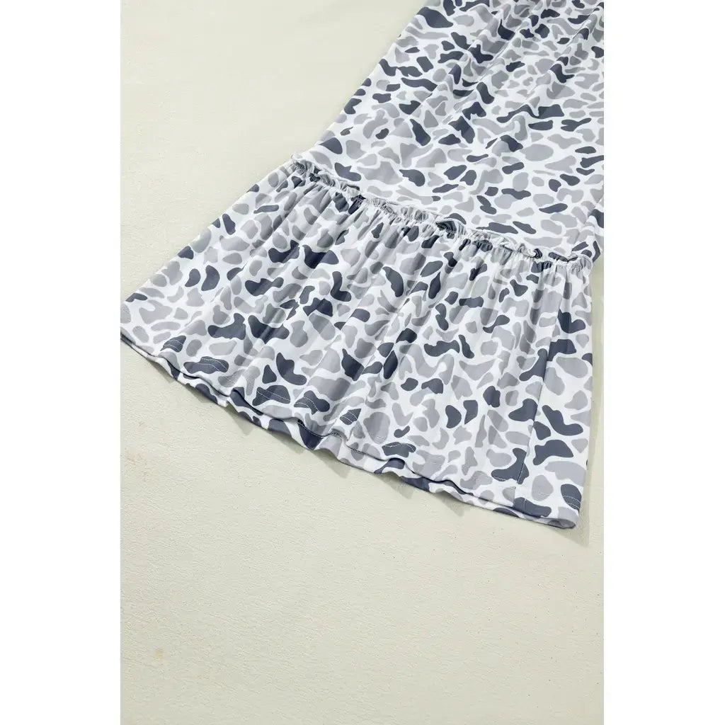 Beige Camo Print Wide Leg Casual Pants