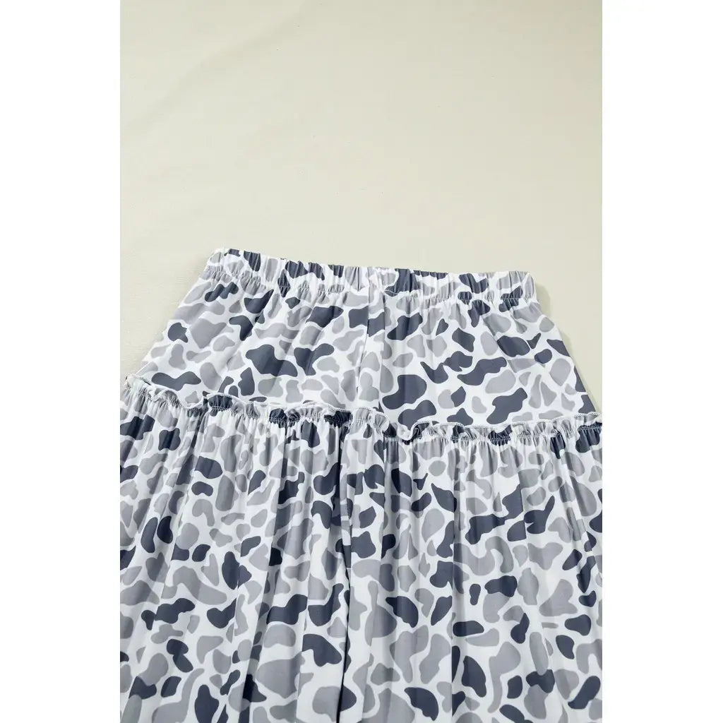 Beige Camo Print Wide Leg Casual Pants
