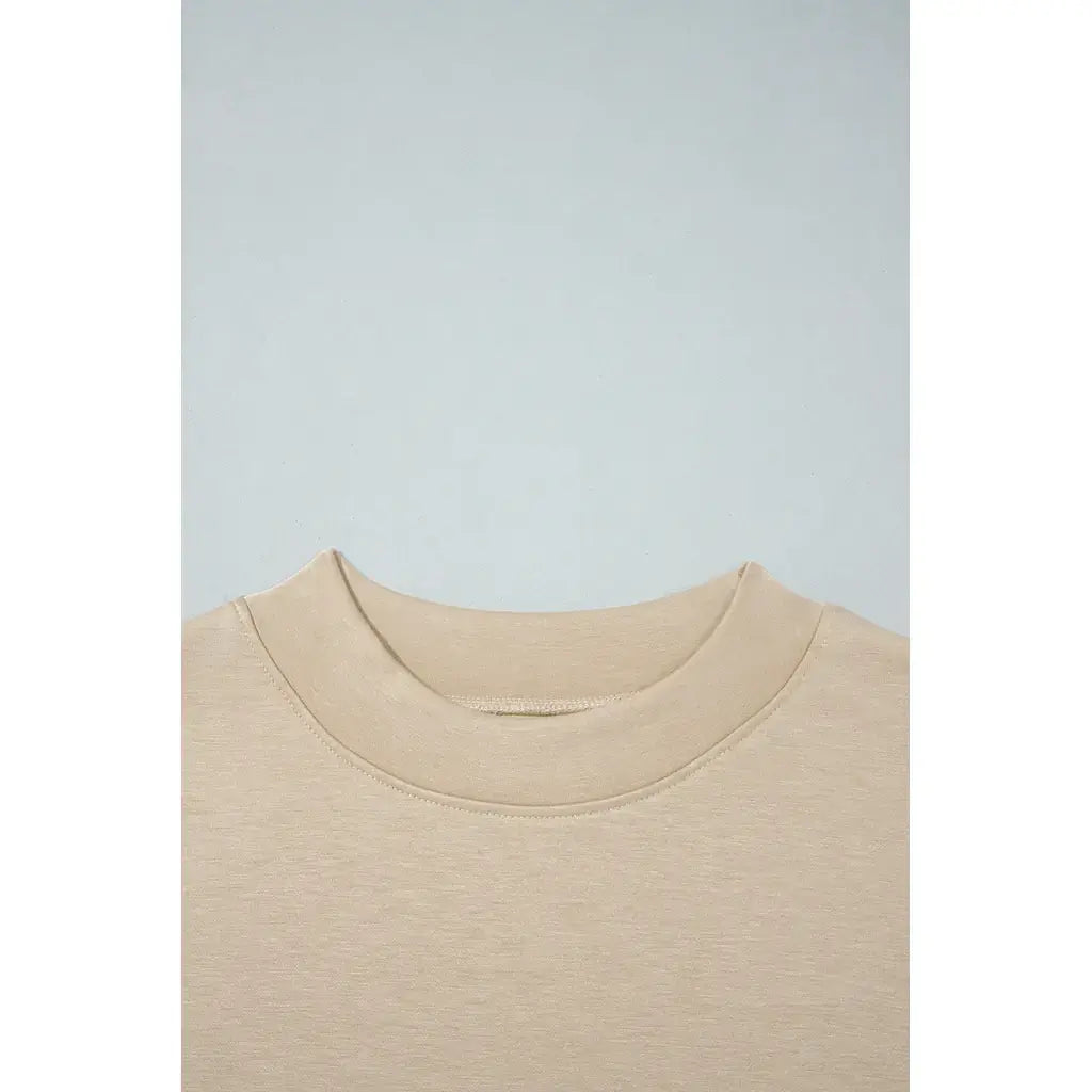 Beige Camouflage Sleeve Crewneck Baggy Pullover Sweatshirt