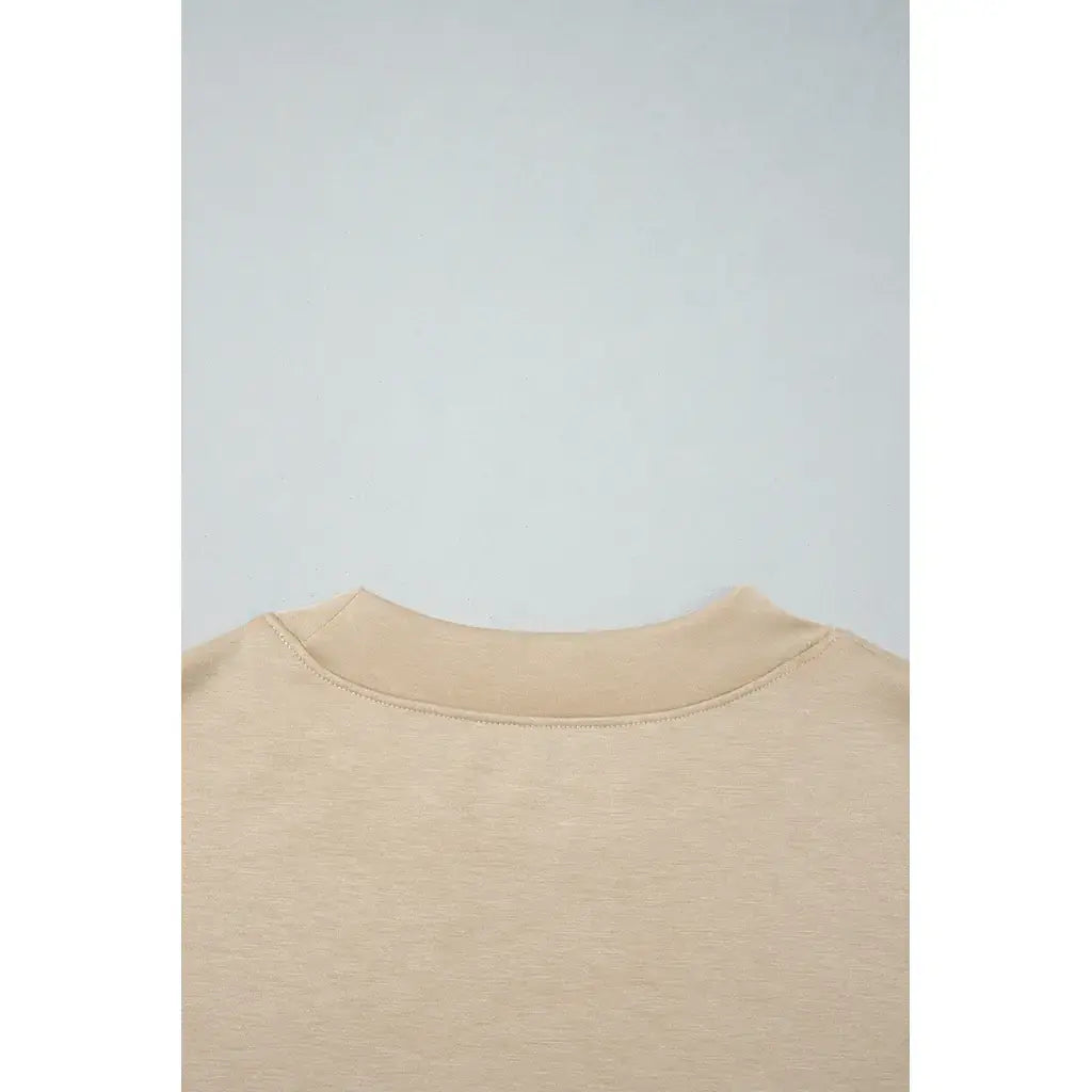 Beige Camouflage Sleeve Crewneck Baggy Pullover Sweatshirt