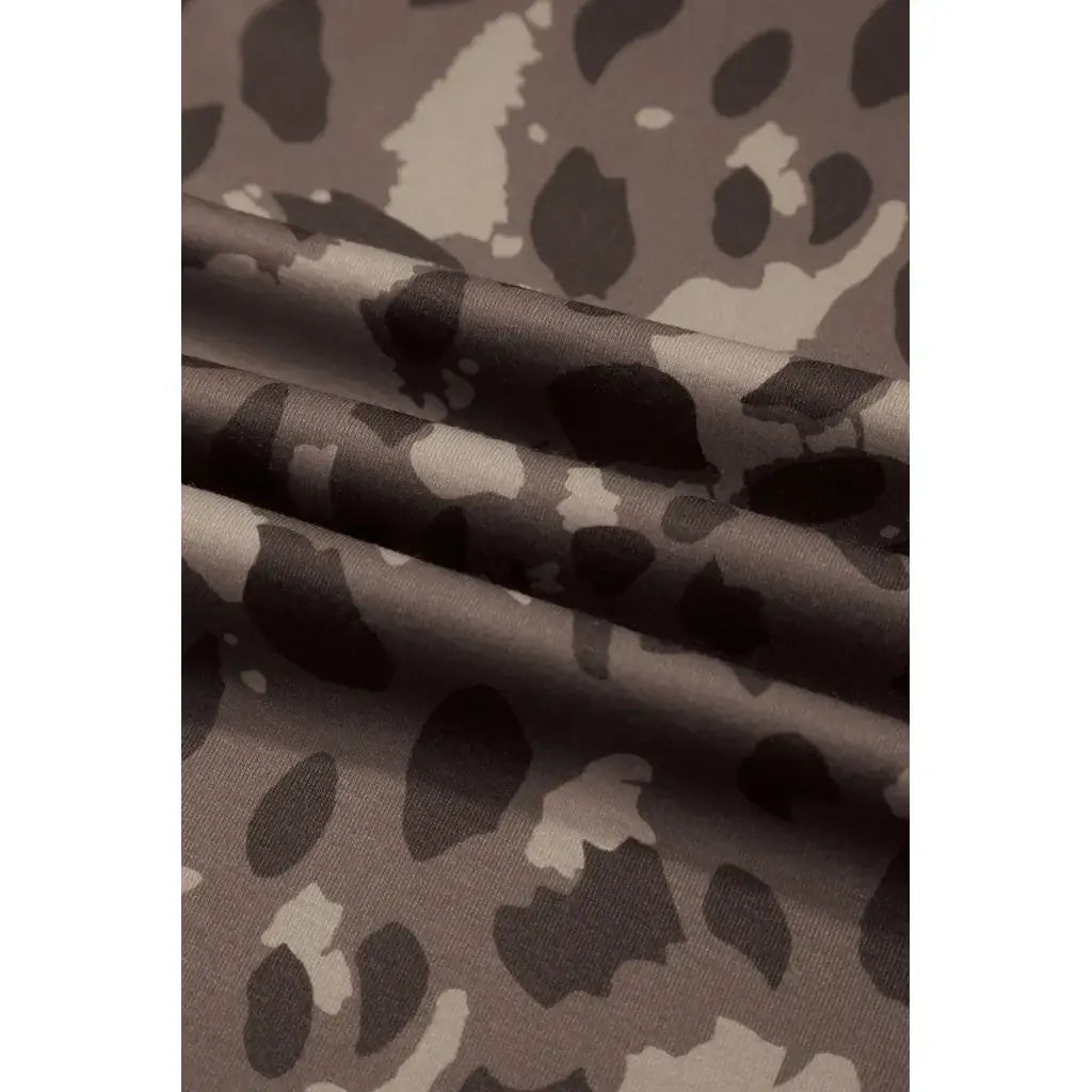 Brown Camo Print Wide Leg Casual Pants