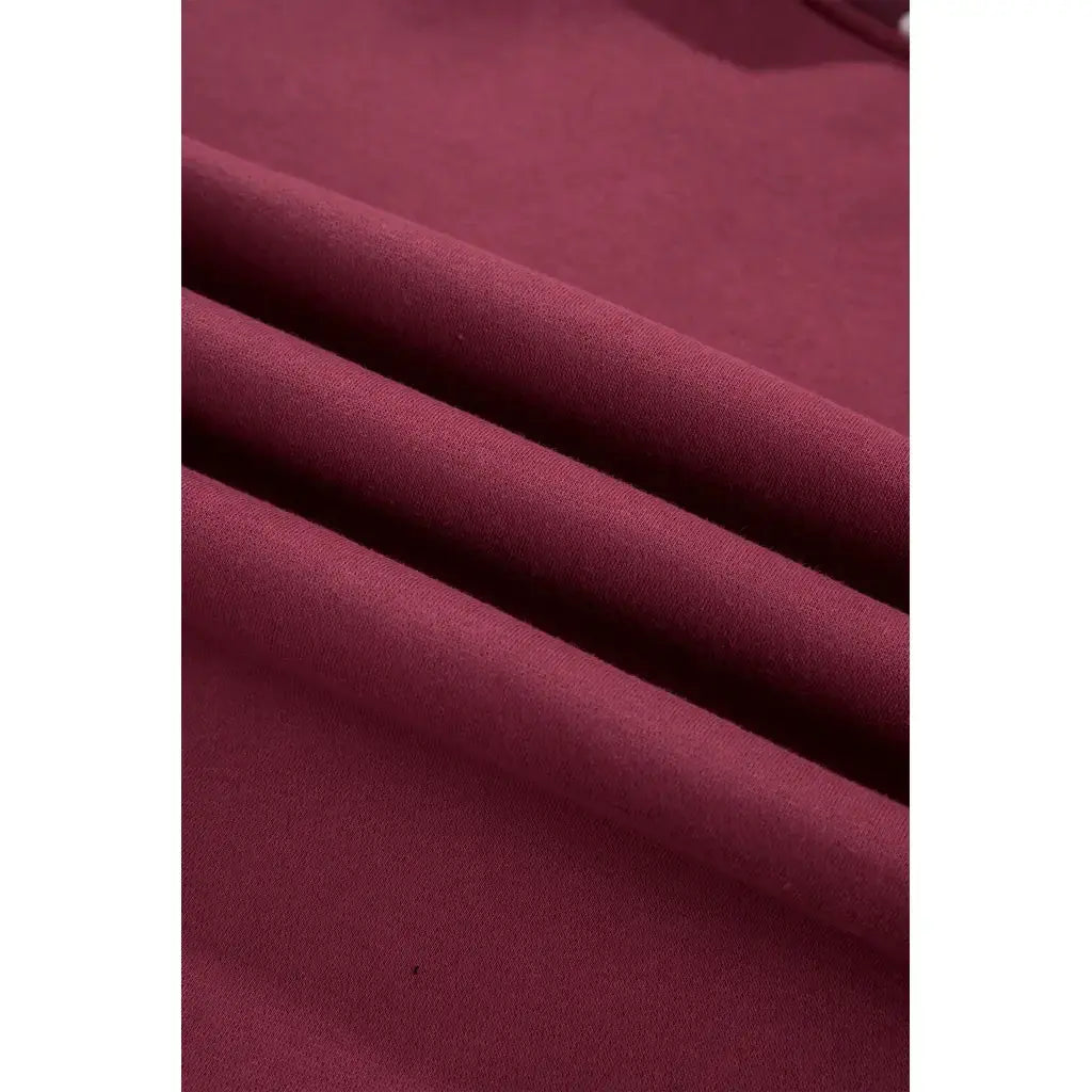 Burgundy Colorblock Polka Dot Contrast Trim Oversized Sweatshirt
