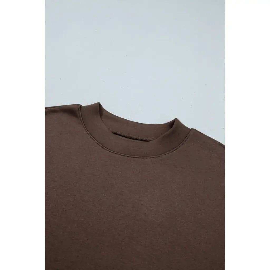 Coffee Camouflage Sleeve Crewneck Baggy Pullover Sweatshirt