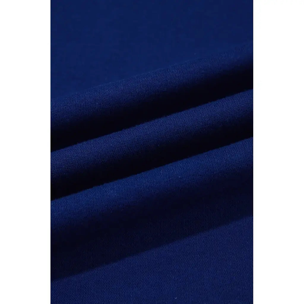 Dirty blue Polka Dot Letter Print Contrast Trim Mock Neck Sweatshirt