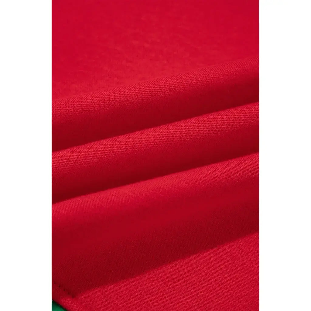 Fiery Red Polka Dot Letter Print Contrast Trim Mock Neck Sweatshirt