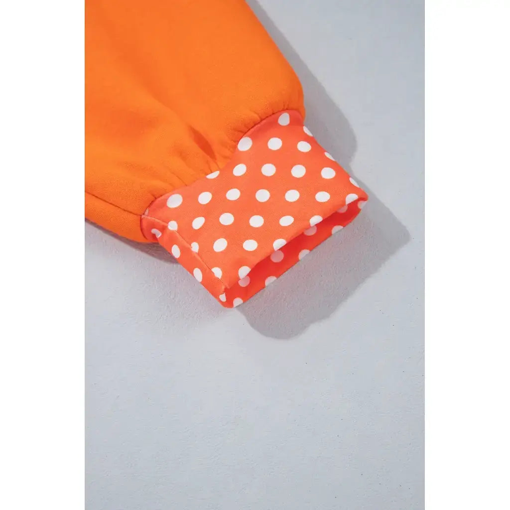 Grapefruit Orange Casual Polka Dot Patchwork Letter Graphic Plus Size Sweatshirt