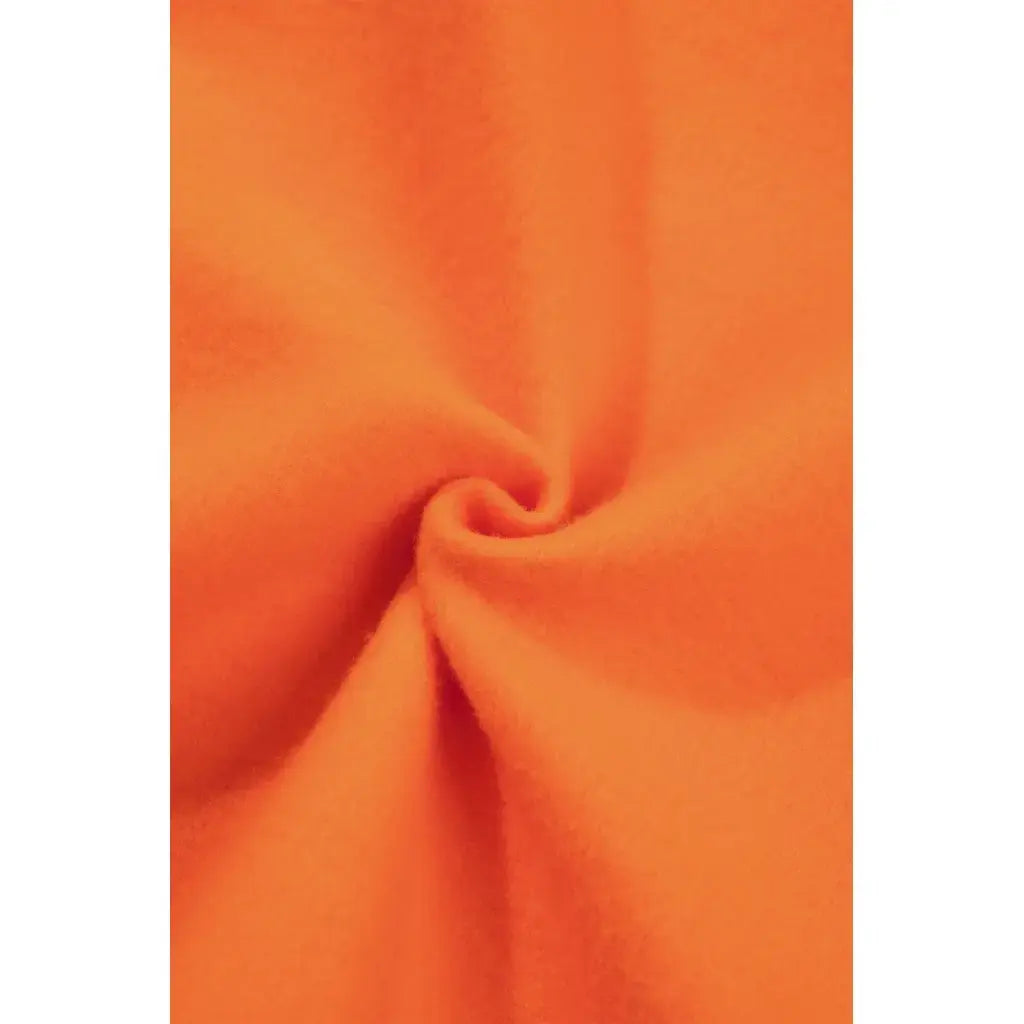 Grapefruit Orange Polka Dot Letter Print Contrast Trim Mock Neck Sweatshirt