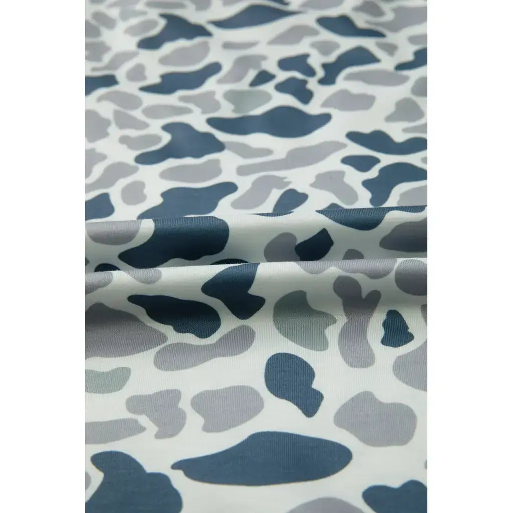 Gray Camouflage Print Single Chest Pocket V Neck Tee