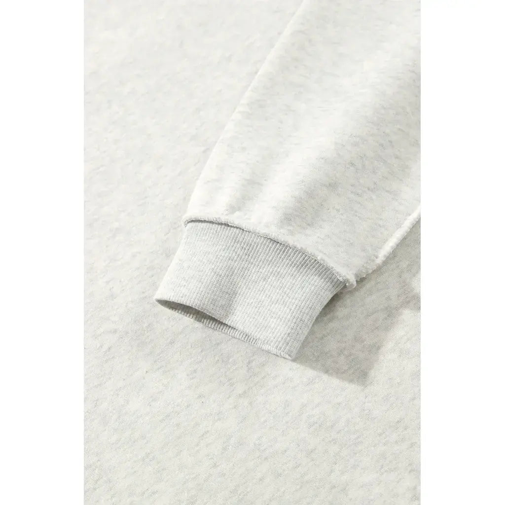 Gray MERRY Embroidered Letter High Neck Tunic Pullover Sweatshirt