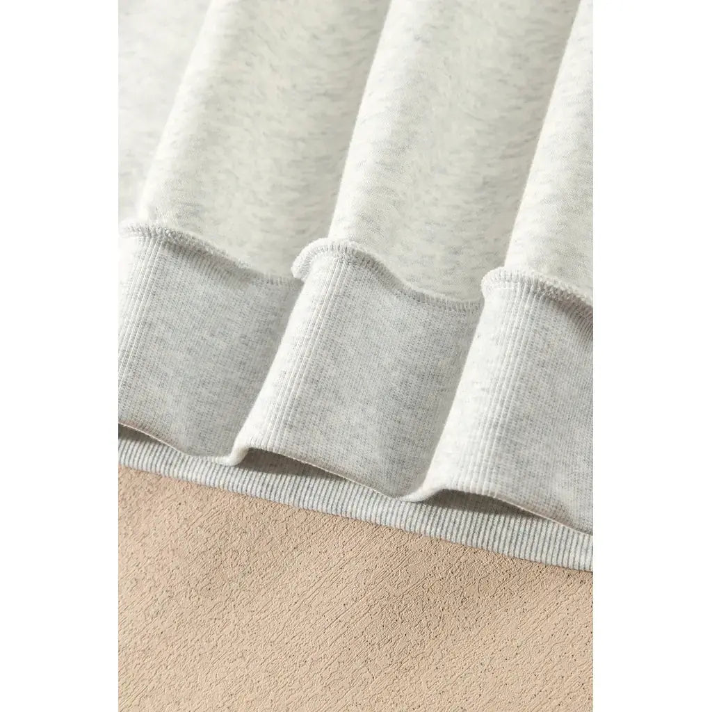 Gray MERRY Embroidered Letter High Neck Tunic Pullover Sweatshirt