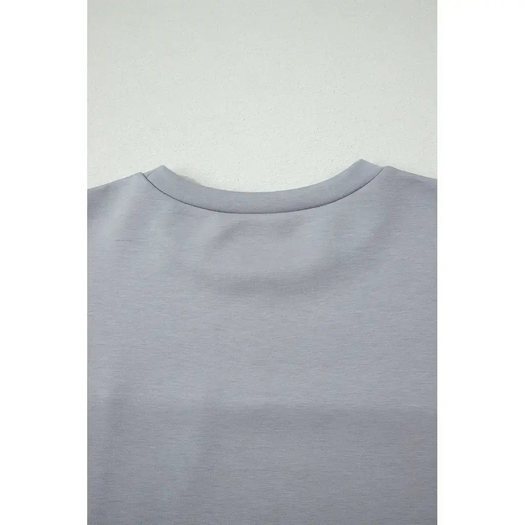 Gray Raw Seam Color Block Camouflage Patchwork Casual Tee