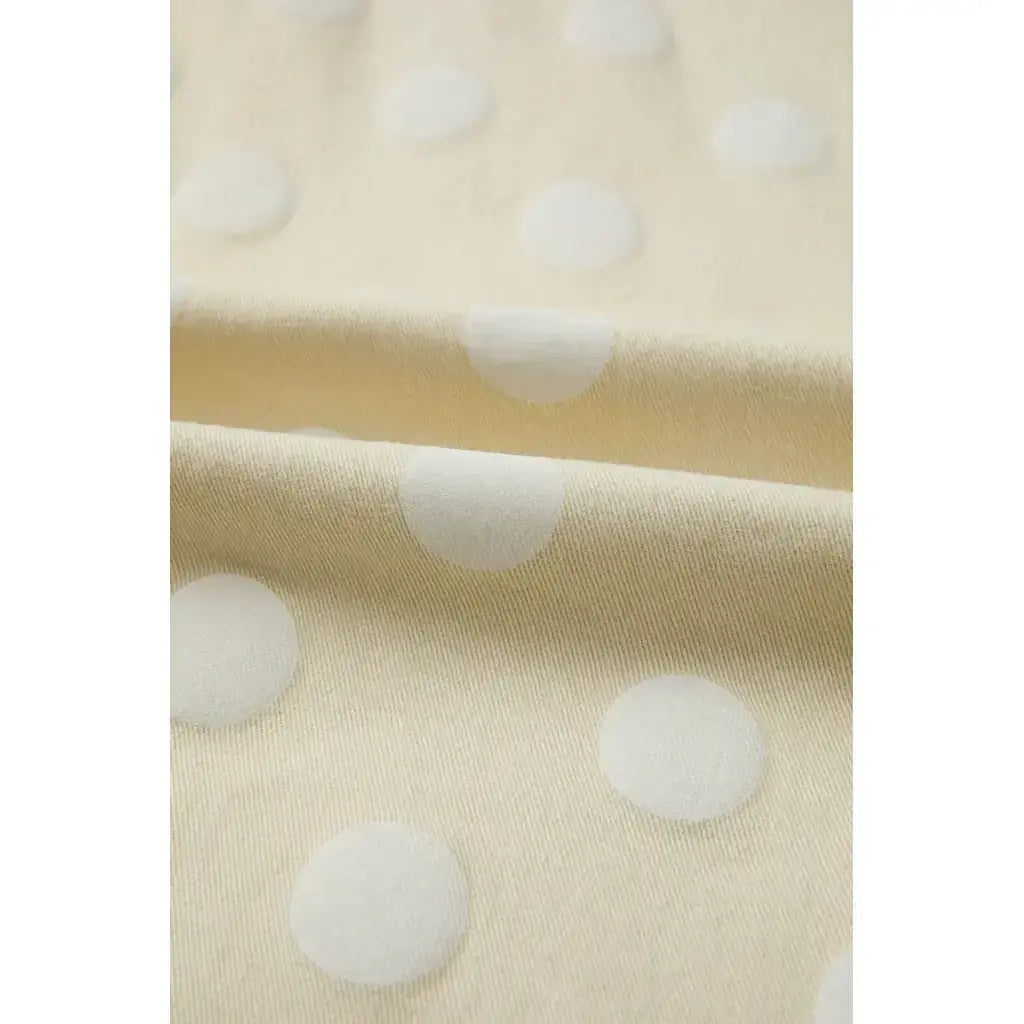 Khaki Polka Dot Print Raw Hem Shift Jeans