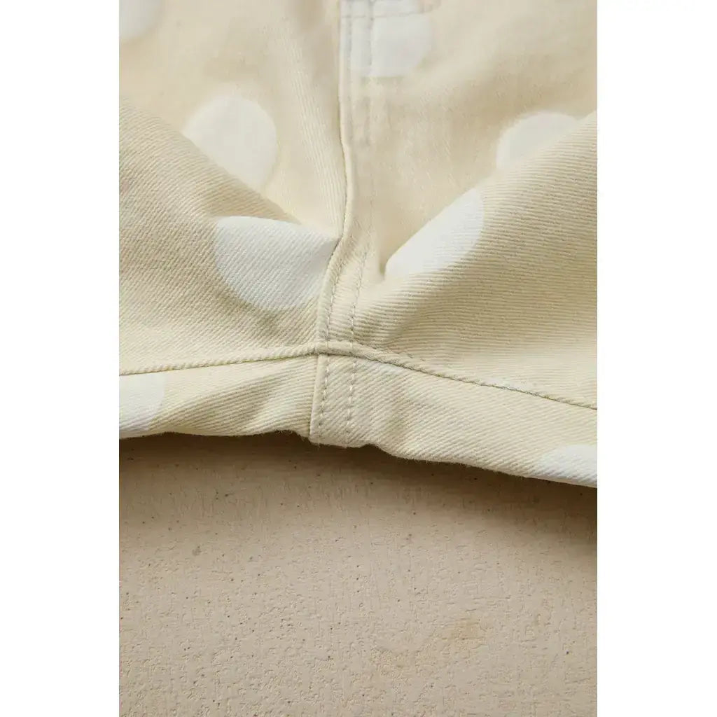 Khaki Polka Dot Print Raw Hem Shift Jeans