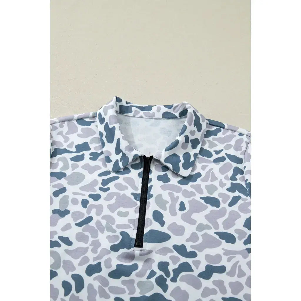 Multicolour Abstract Patterned Polo Collar T Shirt and Shorts Set