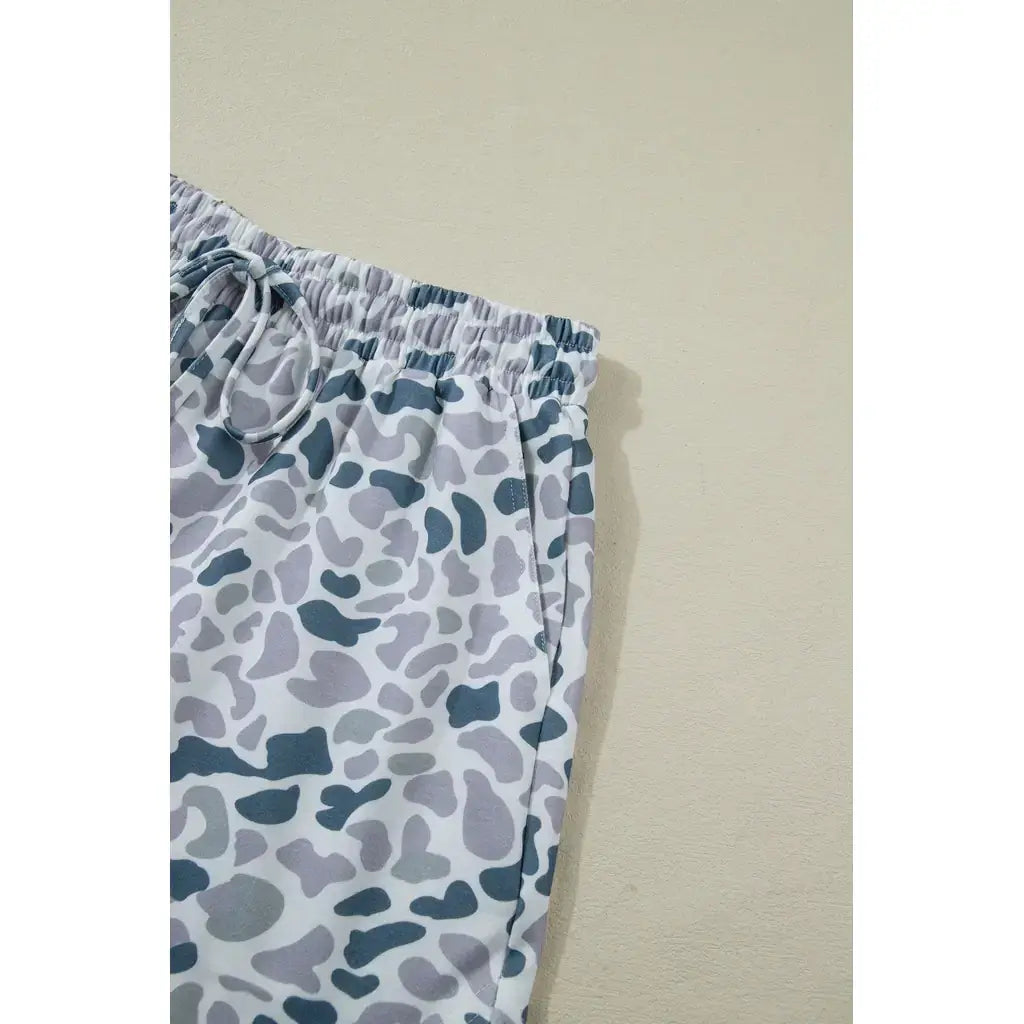 Multicolour Abstract Patterned Polo Collar T Shirt and Shorts Set
