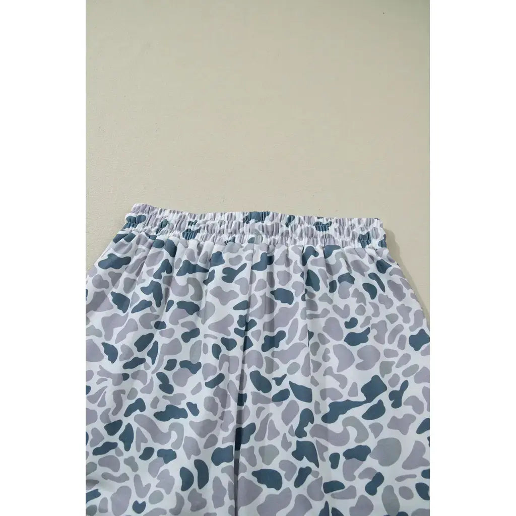 Multicolour Abstract Patterned Polo Collar T Shirt and Shorts Set