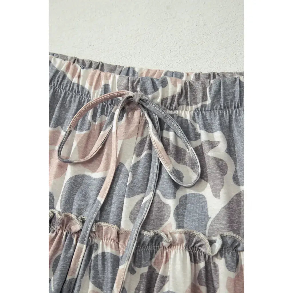 Multicolour Camo Print Wide Leg Casual Pants