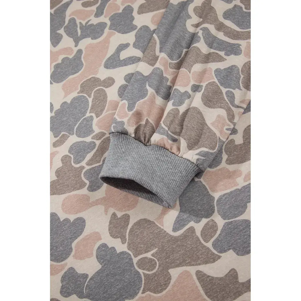 Multicolour Camouflage Long Sleeve Round Neck Two-Piece Plus Size Set