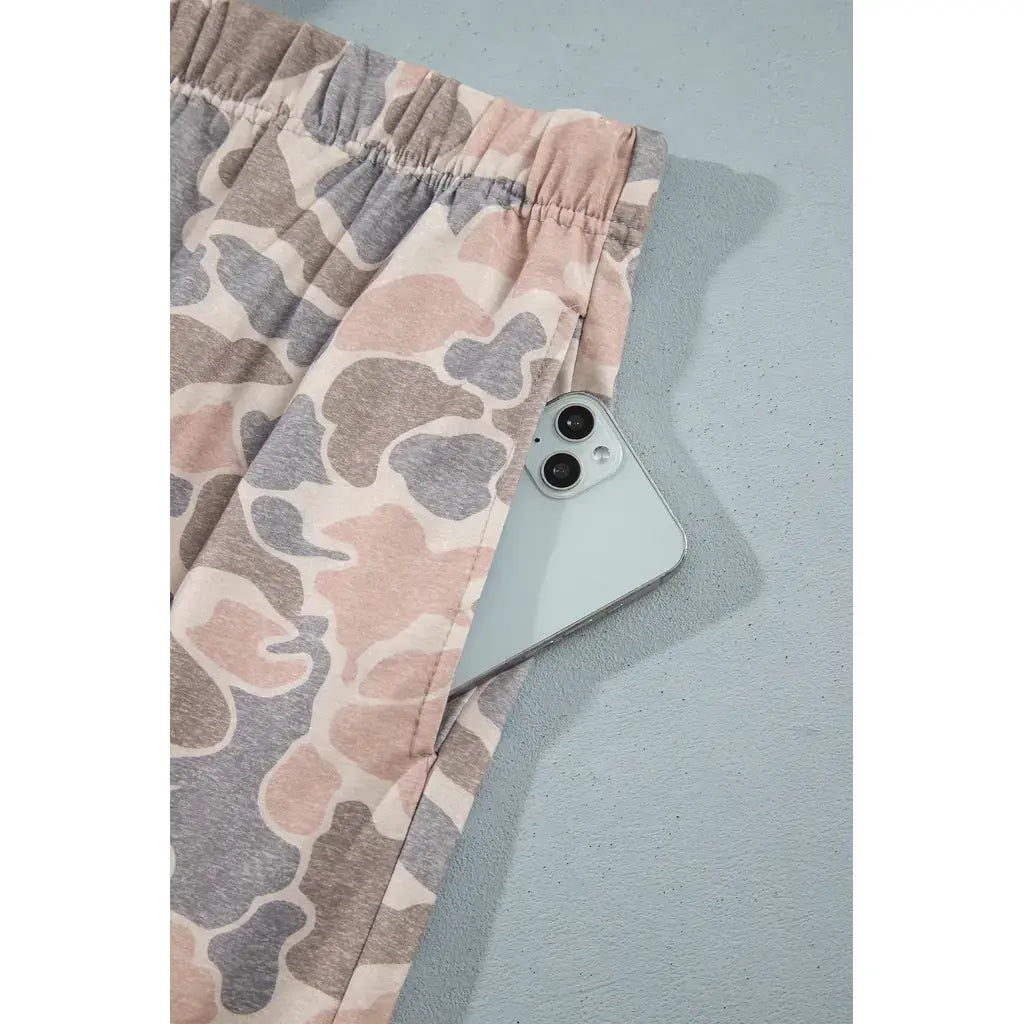 Multicolour Camouflage Long Sleeve Round Neck Two-Piece Plus Size Set