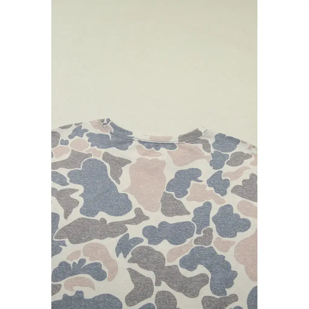 Multicolour Camouflage Loose Tee Drawstring Shorts 2pcs Outfit