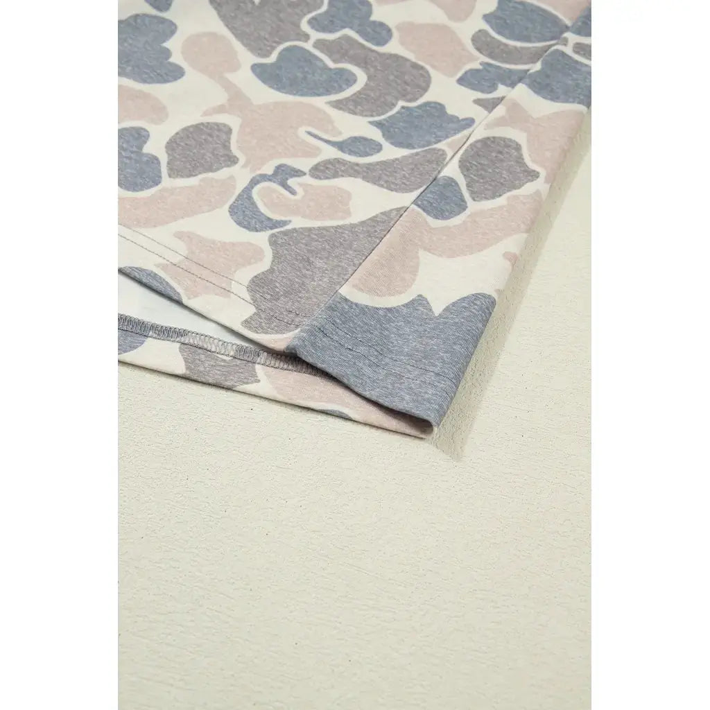 Multicolour Camouflage Loose Tee Drawstring Shorts 2pcs Outfit