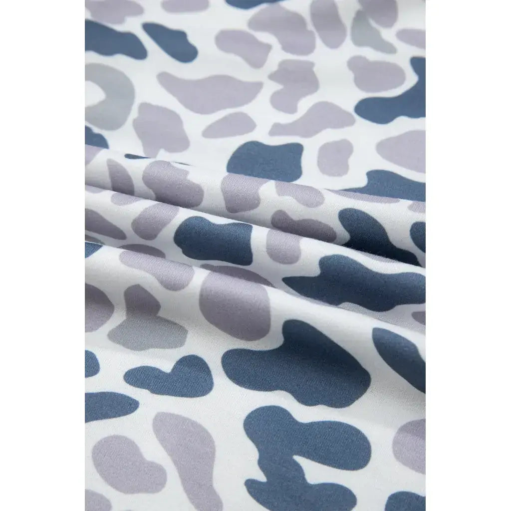Multicolour Camouflage Print Kangaroo Pocket Zip Collar Pullover Sweatshirt