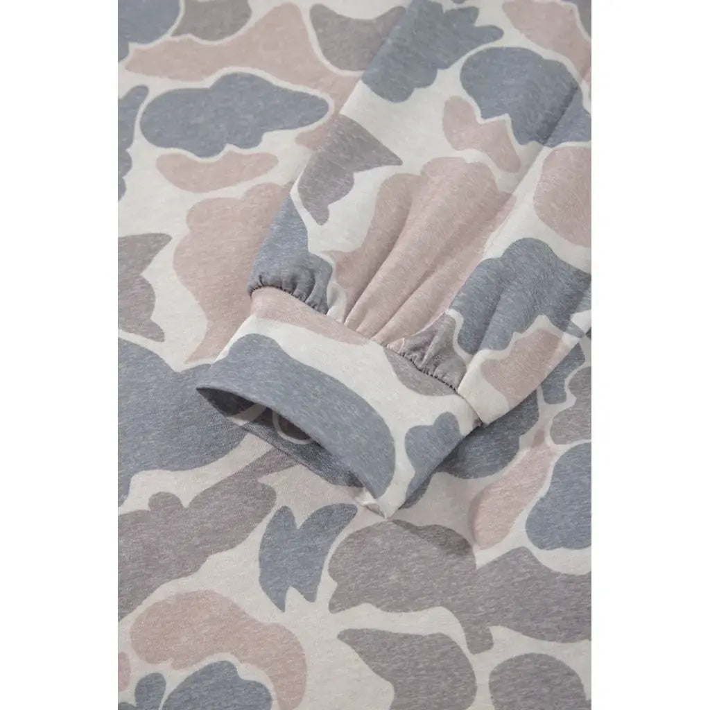 Multicolour Camouflage Print Long Sleeve Open Front Tunic Cardigan