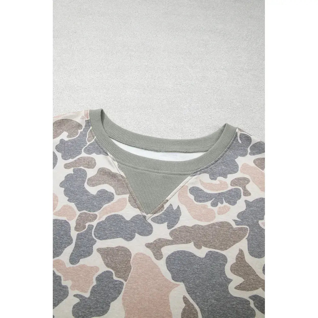 Multicolour Camouflage Print Shift Silhouette Long Sleeve Plus Size Sweatshirt