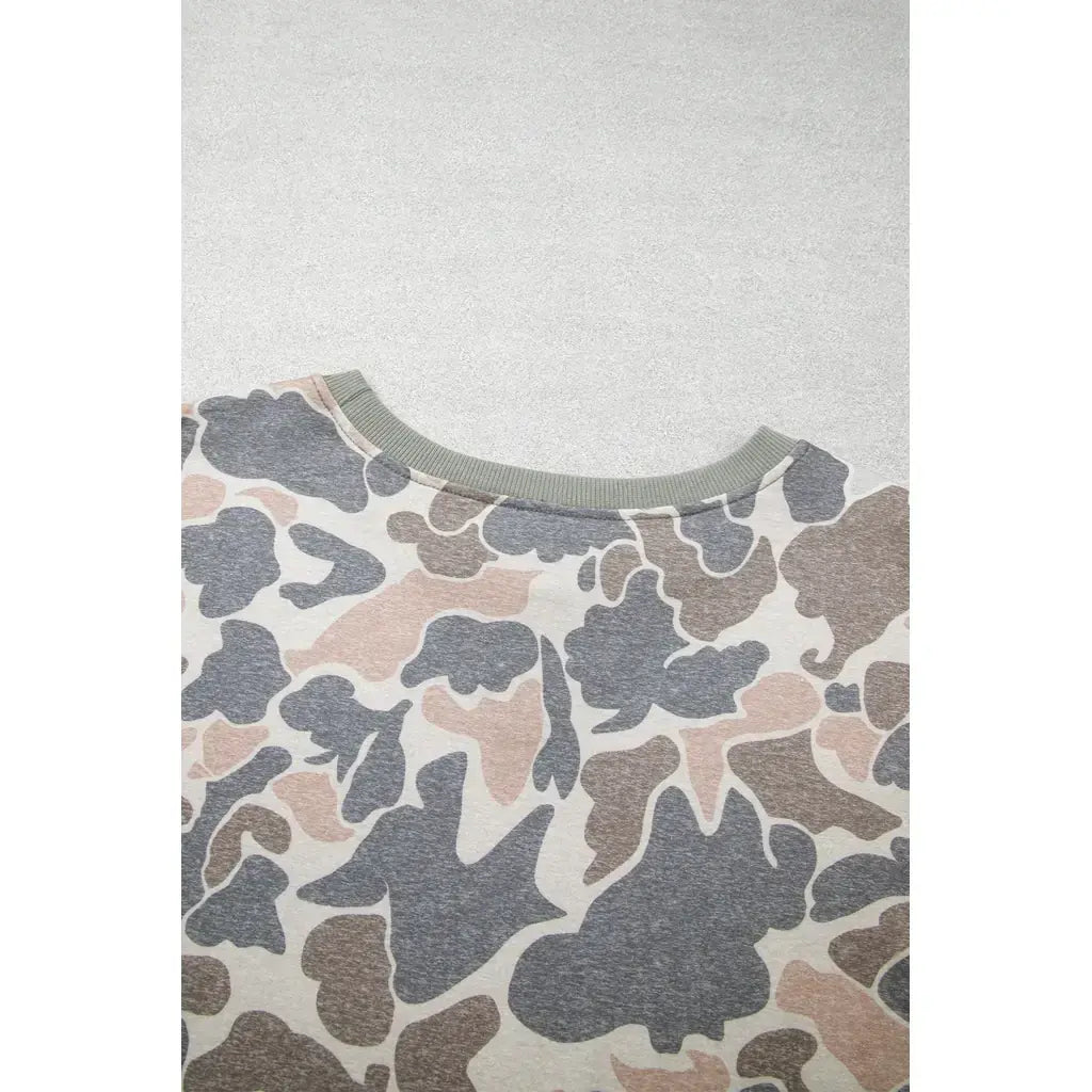 Multicolour Camouflage Print Shift Silhouette Long Sleeve Plus Size Sweatshirt