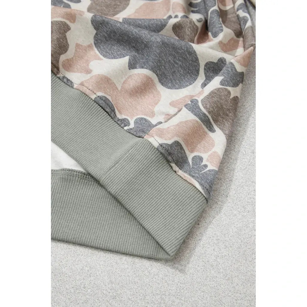 Multicolour Camouflage Print Shift Silhouette Long Sleeve Plus Size Sweatshirt