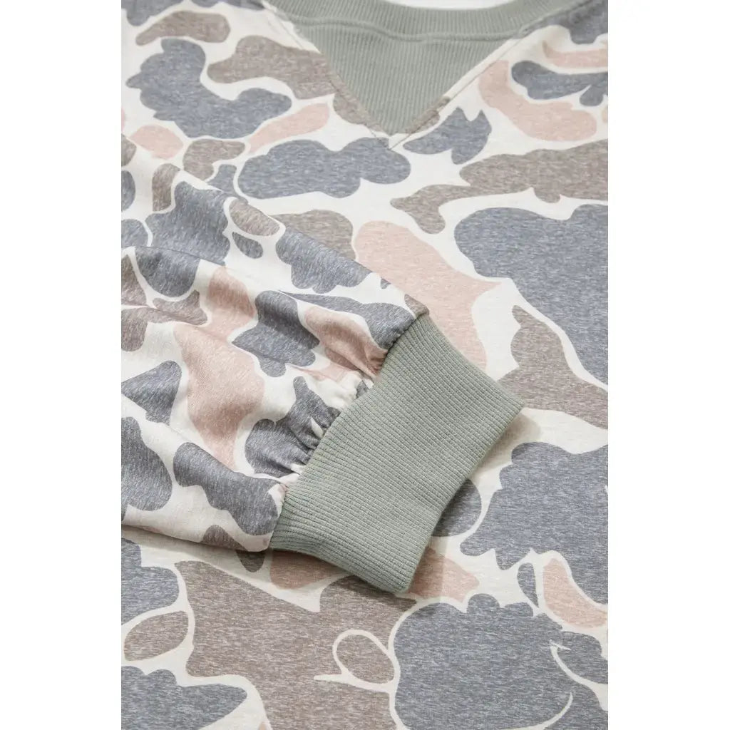 Multicolour Camouflage Print Shift Silhouette Long Sleeve Plus Size Sweatshirt