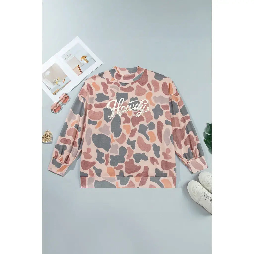 Multicolour Camouflage Western Graphic Plus Size Sweatshirt