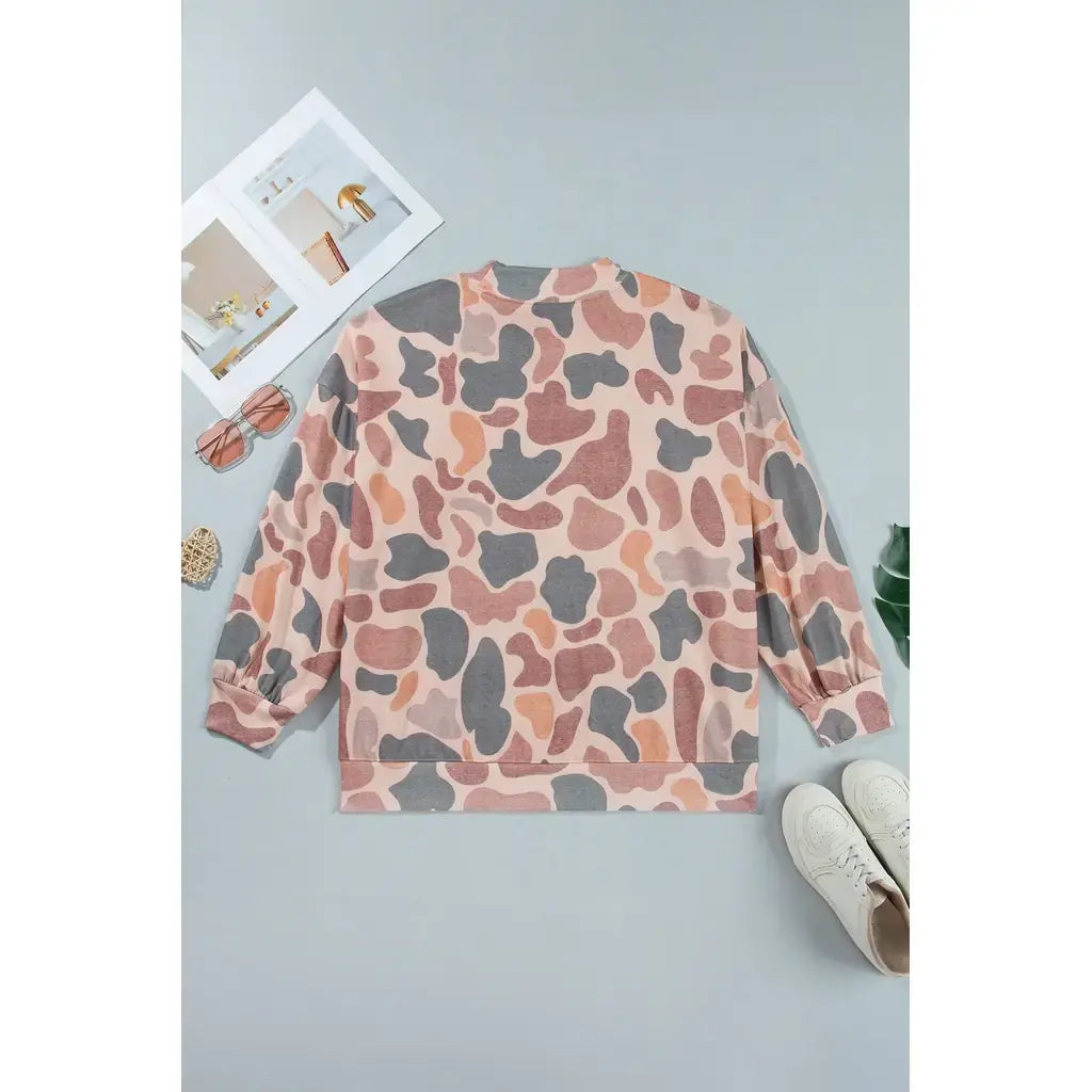 Multicolour Camouflage Western Graphic Plus Size Sweatshirt