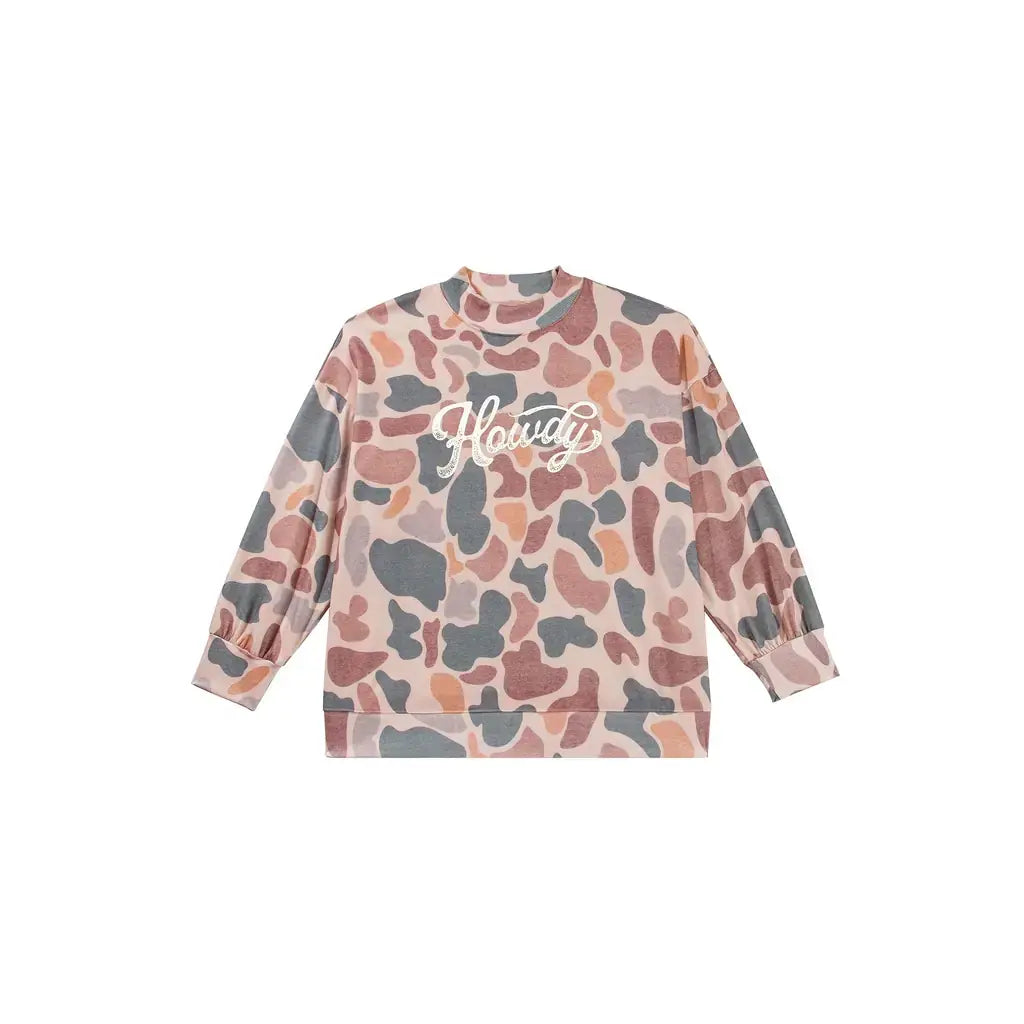 Multicolour Camouflage Western Graphic Plus Size Sweatshirt