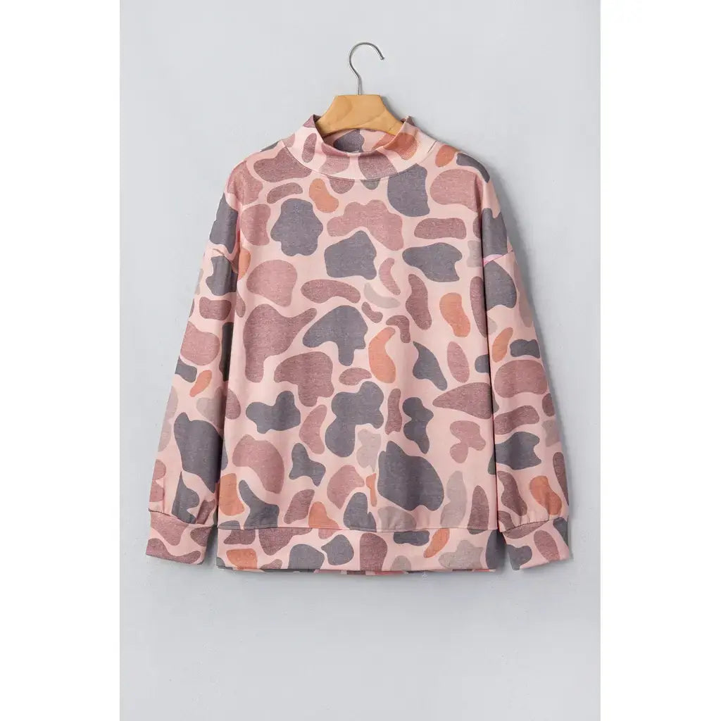 Multicolour Camouflage Western Style Pullover Sweatshirt