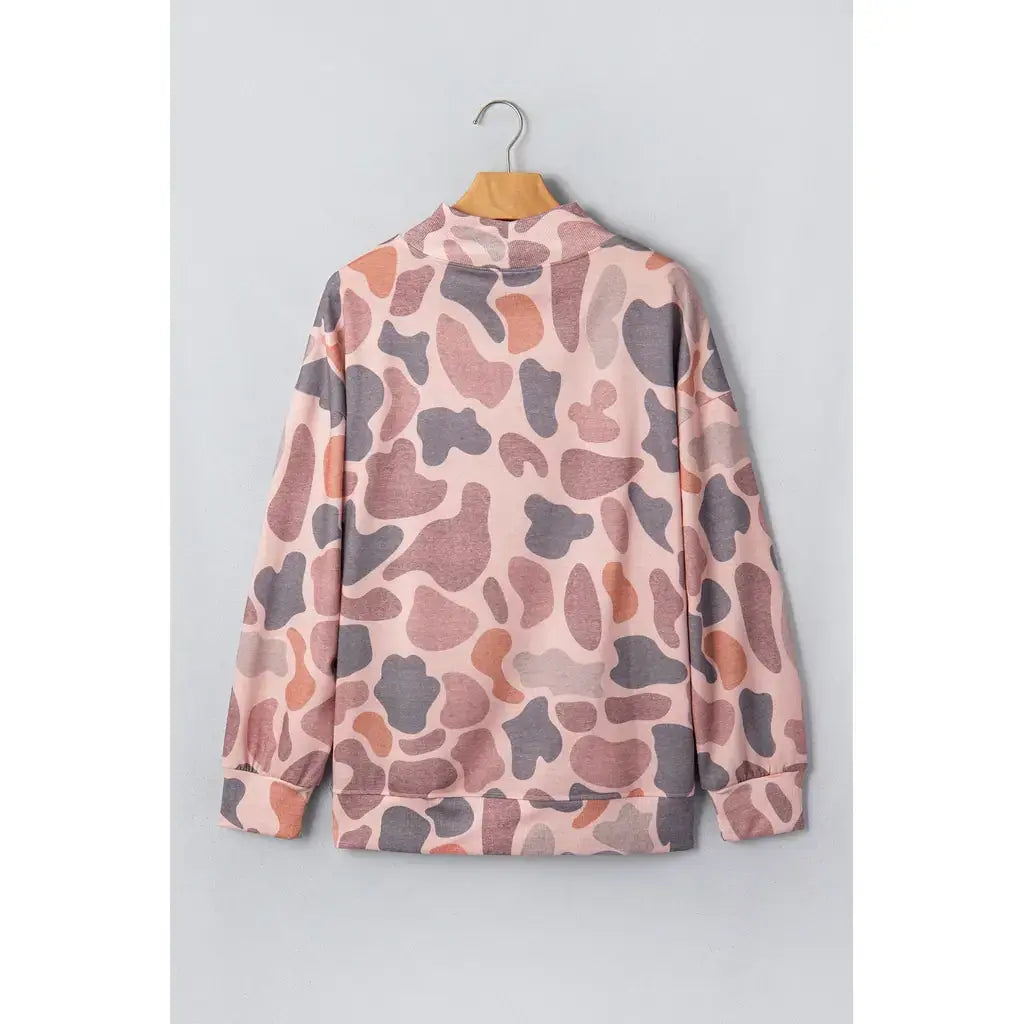 Multicolour Camouflage Western Style Pullover Sweatshirt