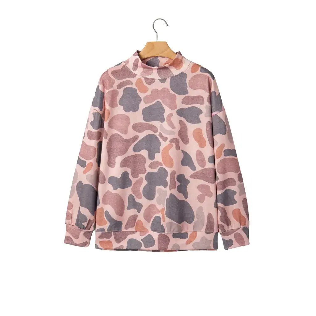 Multicolour Camouflage Western Style Pullover Sweatshirt