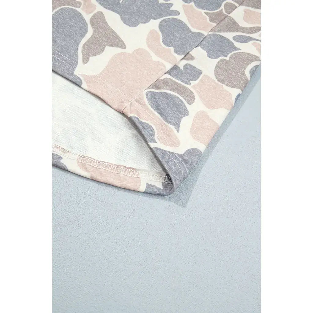 Multicolour Casual Camouflage Button Down Tunic Shacket