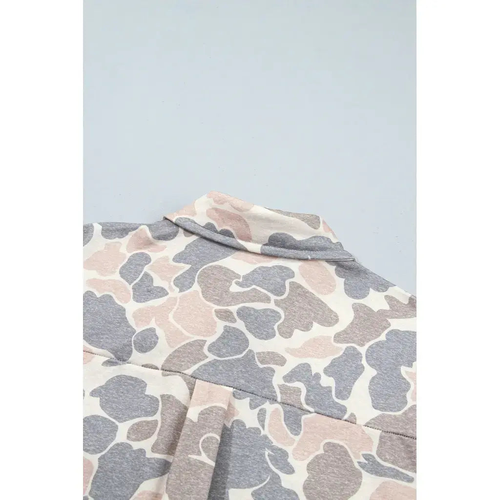 Multicolour Casual Camouflage Button Down Tunic Shacket