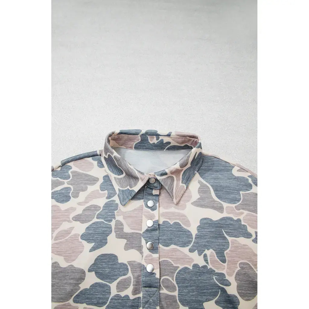 Multicolour Casual Camouflage Collar Pullover Sweatshirt