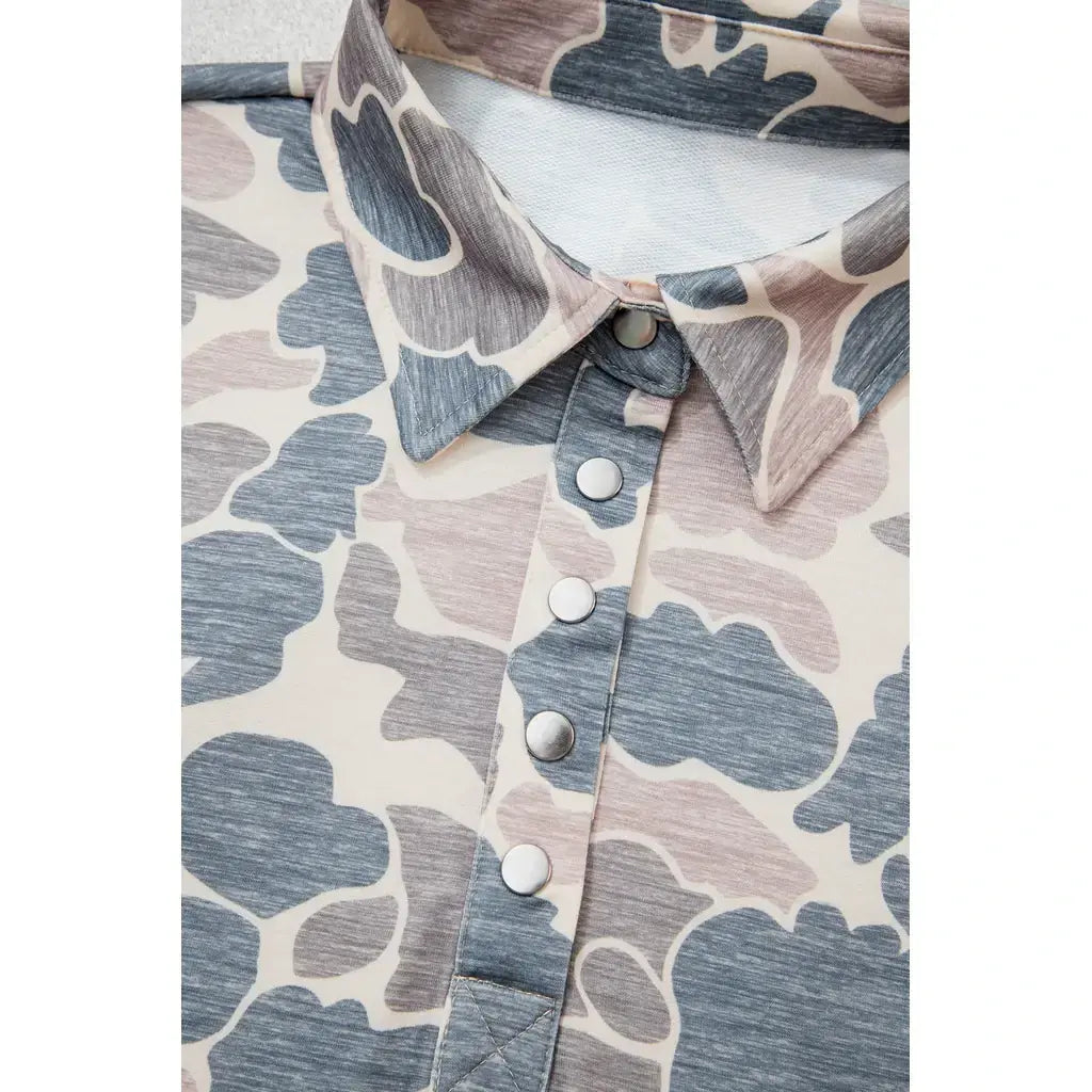 Multicolour Casual Camouflage Collar Pullover Sweatshirt