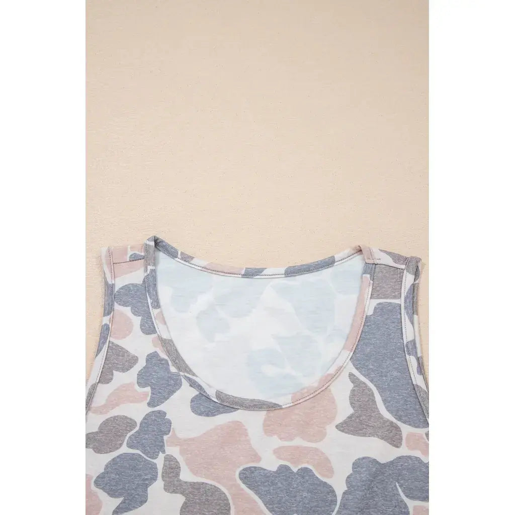 Multicolour Retro Camouflage Print Oversize Tank Top