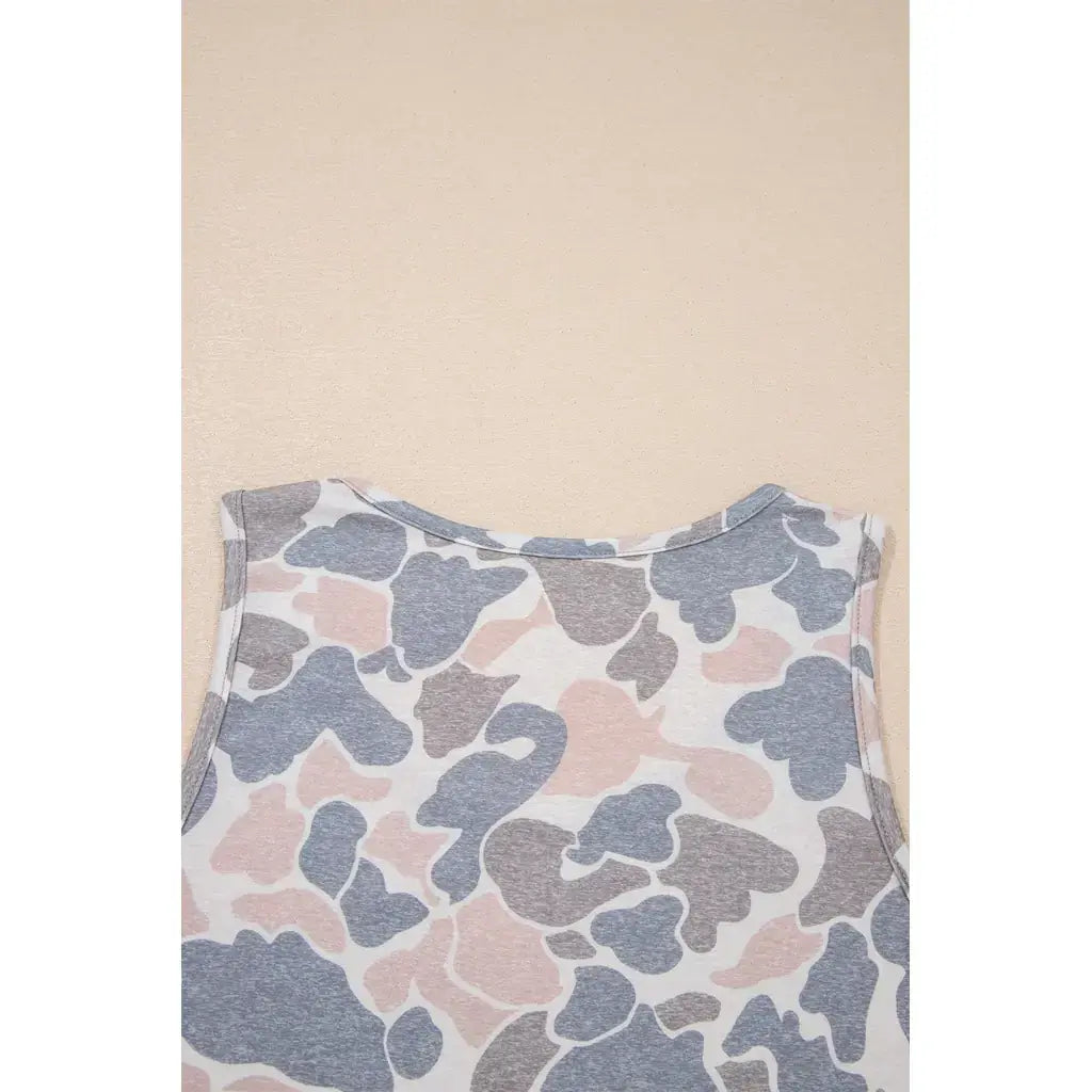 Multicolour Retro Camouflage Print Oversize Tank Top