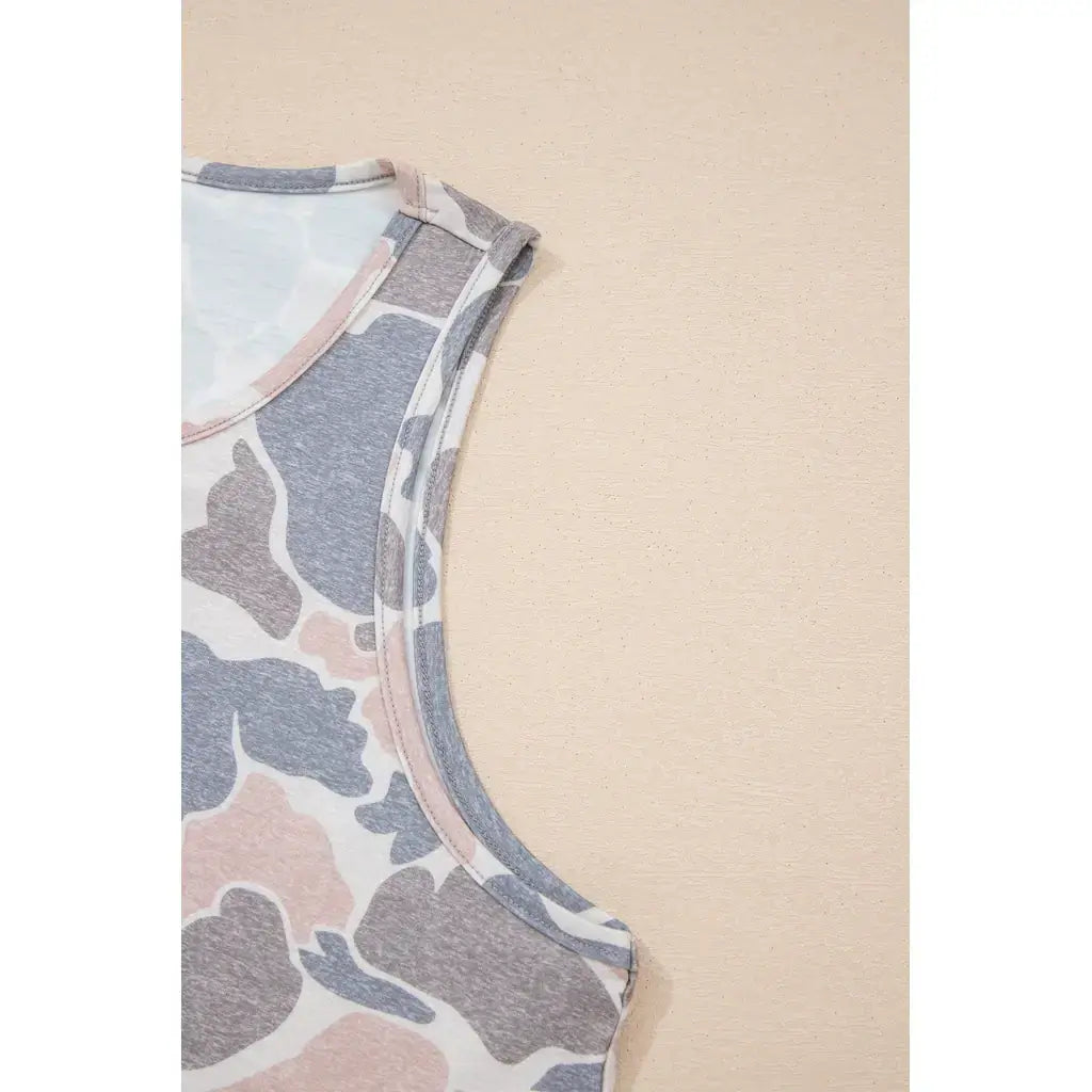 Multicolour Retro Camouflage Print Oversize Tank Top
