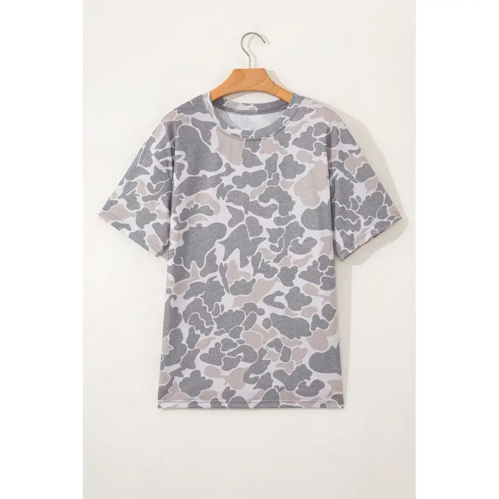 Multicolour Retro Camouflage Print Womens Casual T Shirt