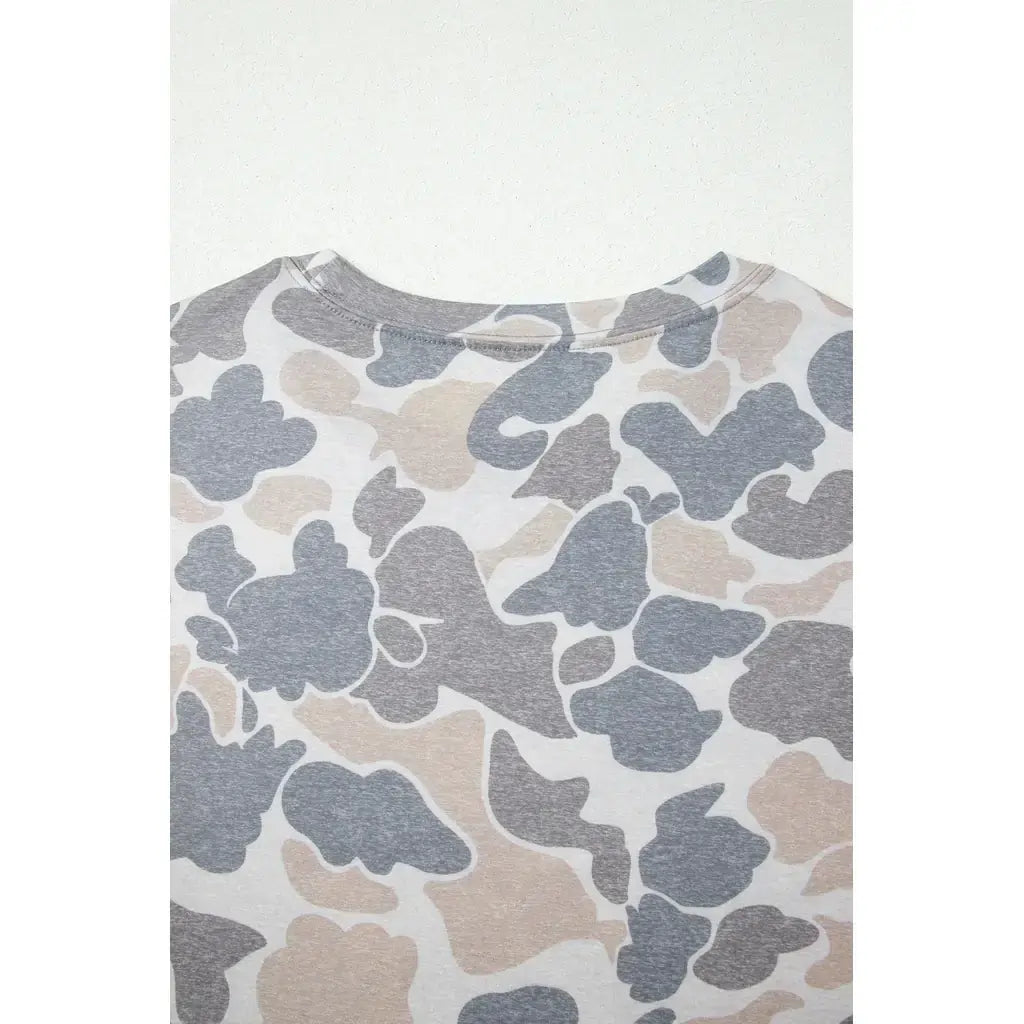 Multicolour Retro Camouflage Print Womens Casual T Shirt