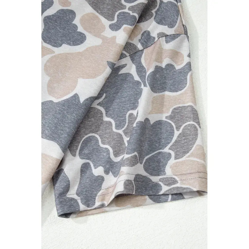 Multicolour Retro Camouflage Print Womens Casual T Shirt